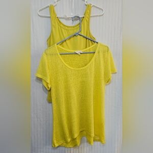 Dept 222 Sweater And Tank Set - Yellow Polyester Cotton Layering - Size M Medium